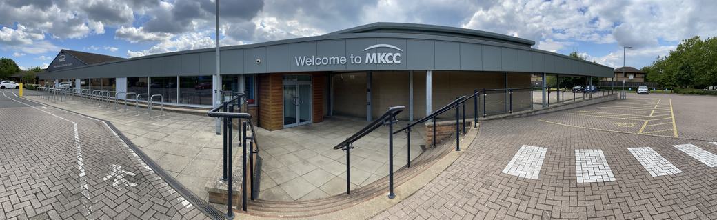 MKCC entrance and queue area for afternoon check-in